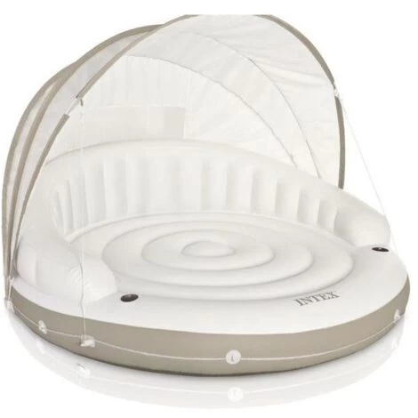 Intex Isola Galleggiante Con Parasole Bianco 199x150cm 1 Intex Isola Galleggiante Con Parasole Bianco 199x150cm