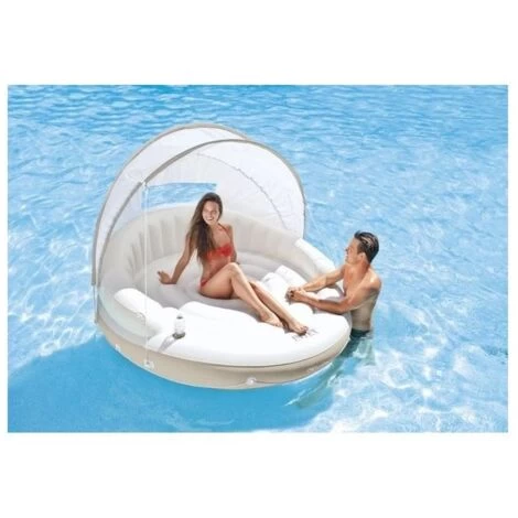 Intex Isola Galleggiante Con Parasole Bianco 199x150cm 2 Intex Isola Galleggiante Con Parasole Bianco 199x150cm - immagine 2