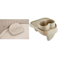 Intex Seggiolino Per Spa, PVC, Panna, 39.05 X 51.12 X 15.88 Cm & PureSpa, Portabicchieri In Plastica Beige, 26 X 22 X 18 Cm