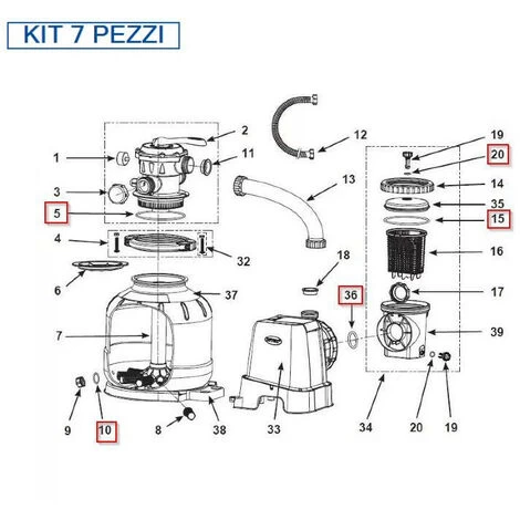 INTEX Kit Guarnizioni Pompa Filtro A Sabbia Modello 70220-2 E 60220-2 1 INTEX Kit Guarnizioni Pompa Filtro A Sabbia Modello 70220-2 E 60220-2