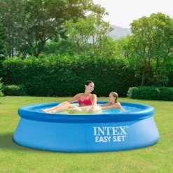 Intex Set Piscina Da Famiglia Rotonda 244 X 61 Cm Con Copertura Telo Blu Scuro -Intex Italia 53620507 5