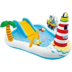 Piscina Playcenter Parco Acquatico Gonfiabile Fishing Con Scivolo E Spruzzo Cm.21818899 Intex 57162