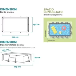 PISCINA FUORI TERRA CON STRUTTURA METALLICA RETTANGOLARE INTEX 220x150x60 H -Intex Italia 93958389 3